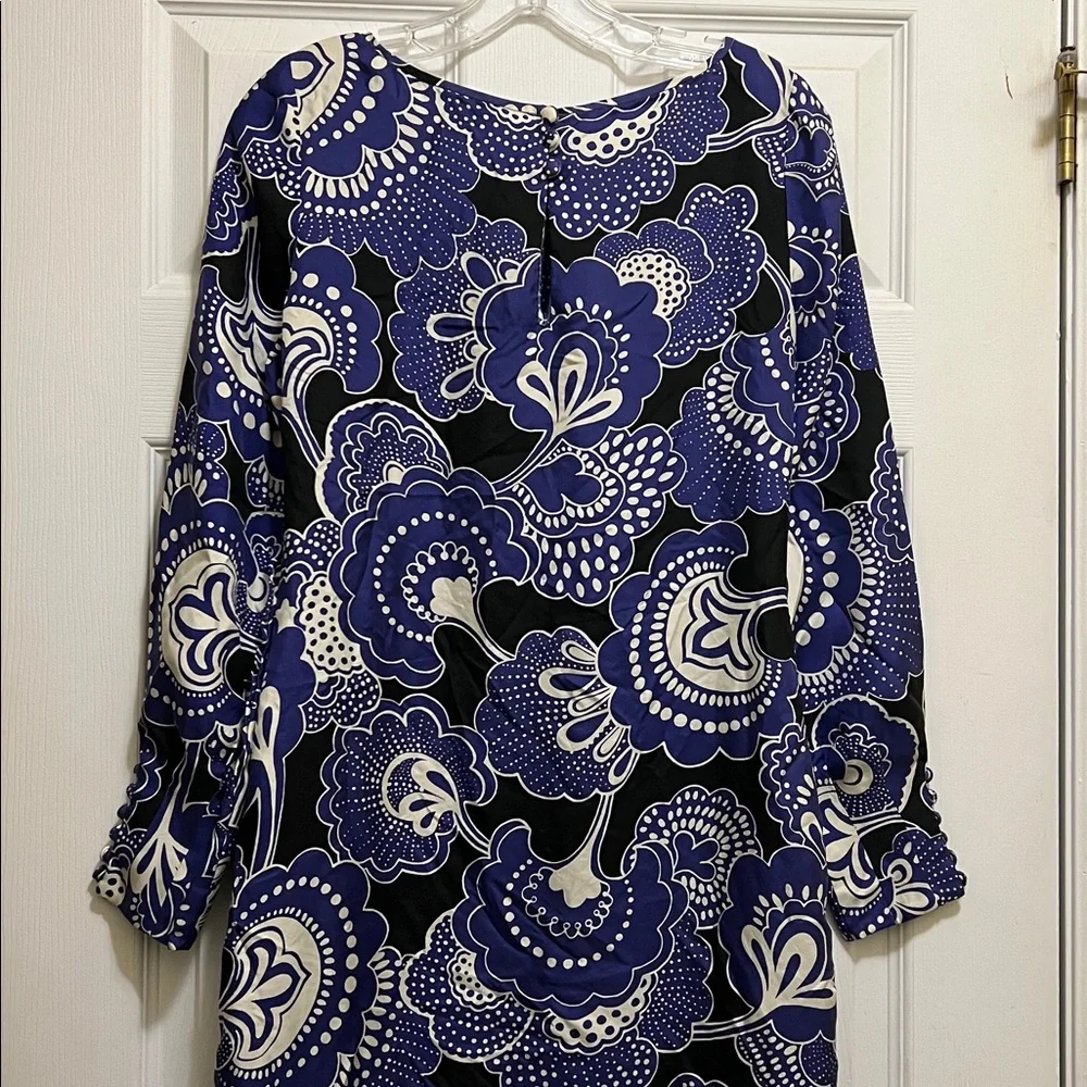 Silk Banana Republic Purple and White Patterned Dress - Picture 6 of 7
